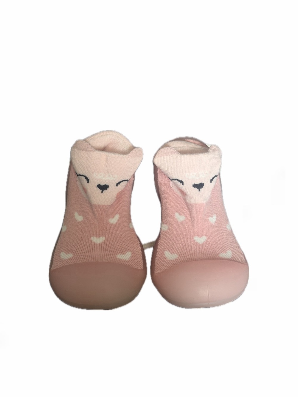 Pink Heart Baby/Toddler Grip Socks with Fox Face